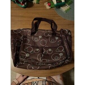 Diaper Tote Bag Women Brown White Geometric Lightweight Nylon Bottle Pockets